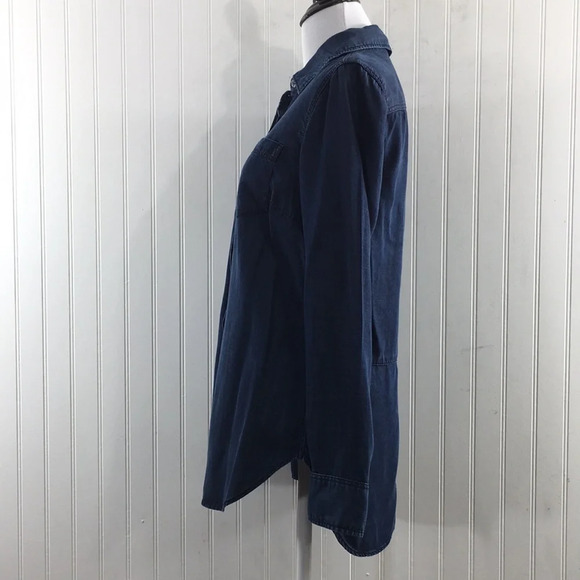 Talbots Blue Chambray Button Front Shirt Womens Small Long Sleeve - Picture 4 of 11